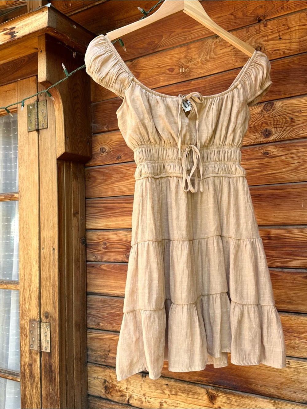 Cottagecore Tan Mini Dress